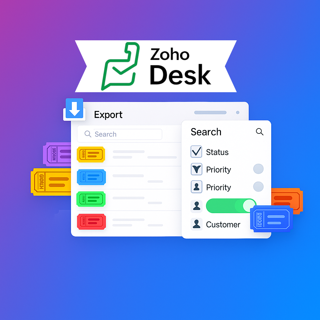 Export tickets with filters for Zoho Desk